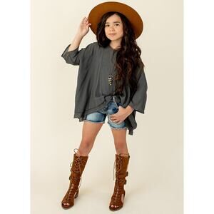 Joyfolie Mia Joy Joelle Top in Charcoal Girl’s Size 3